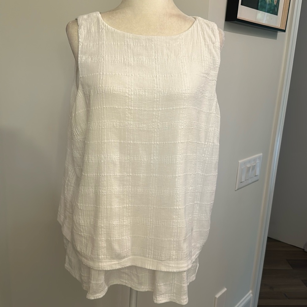 J-Jill white doble layered sleeveless blouse Size L